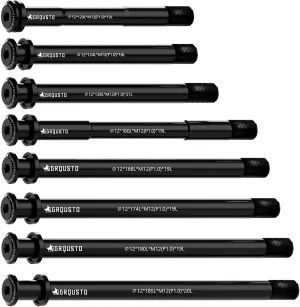 1.0mm Thread Pitch Front Rear Thru Axles for Road Mountain Bicyle Suspension Forks Rigid Forks and Bike Rear Frame, 6061 Aluminium Alloy Boost Through Axle: 12mm x 120mm to 185mm Includes 8 Lengths
