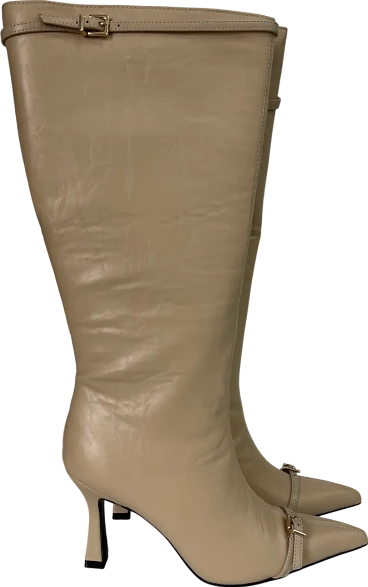 4th & Reckless Beige Buckle Front Knee High Boots UK 7 EU 40 👠