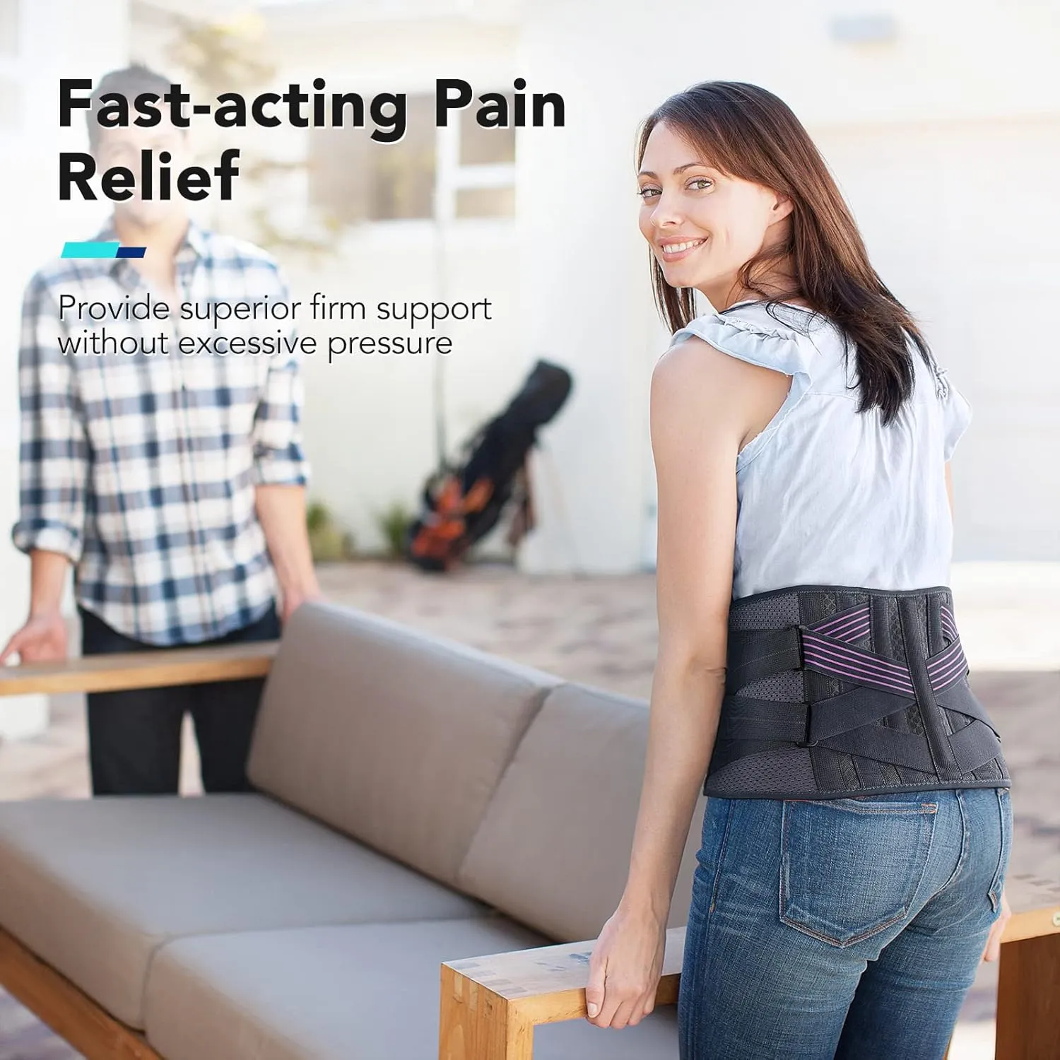 Back Brace for Lower Back Pain Women, Back Support Belt for Intant Pain Relief from Sciatica Hernated Disc Scoliosis Back Sprain, Adjustable Support for Bending Sitting Standing Heavy Lifting
