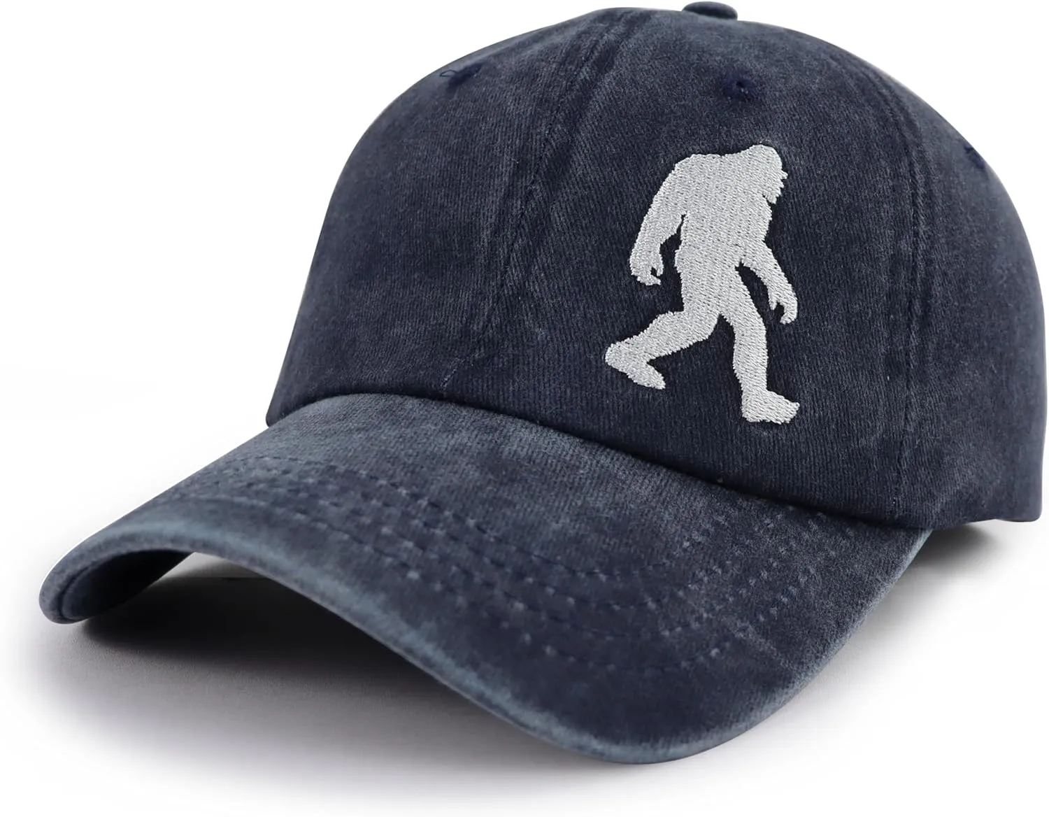 Bigfoot Hat for Men Women, Adjustable Embroidered Cotton Denim Big Foot Sasquatch Baseball Cap