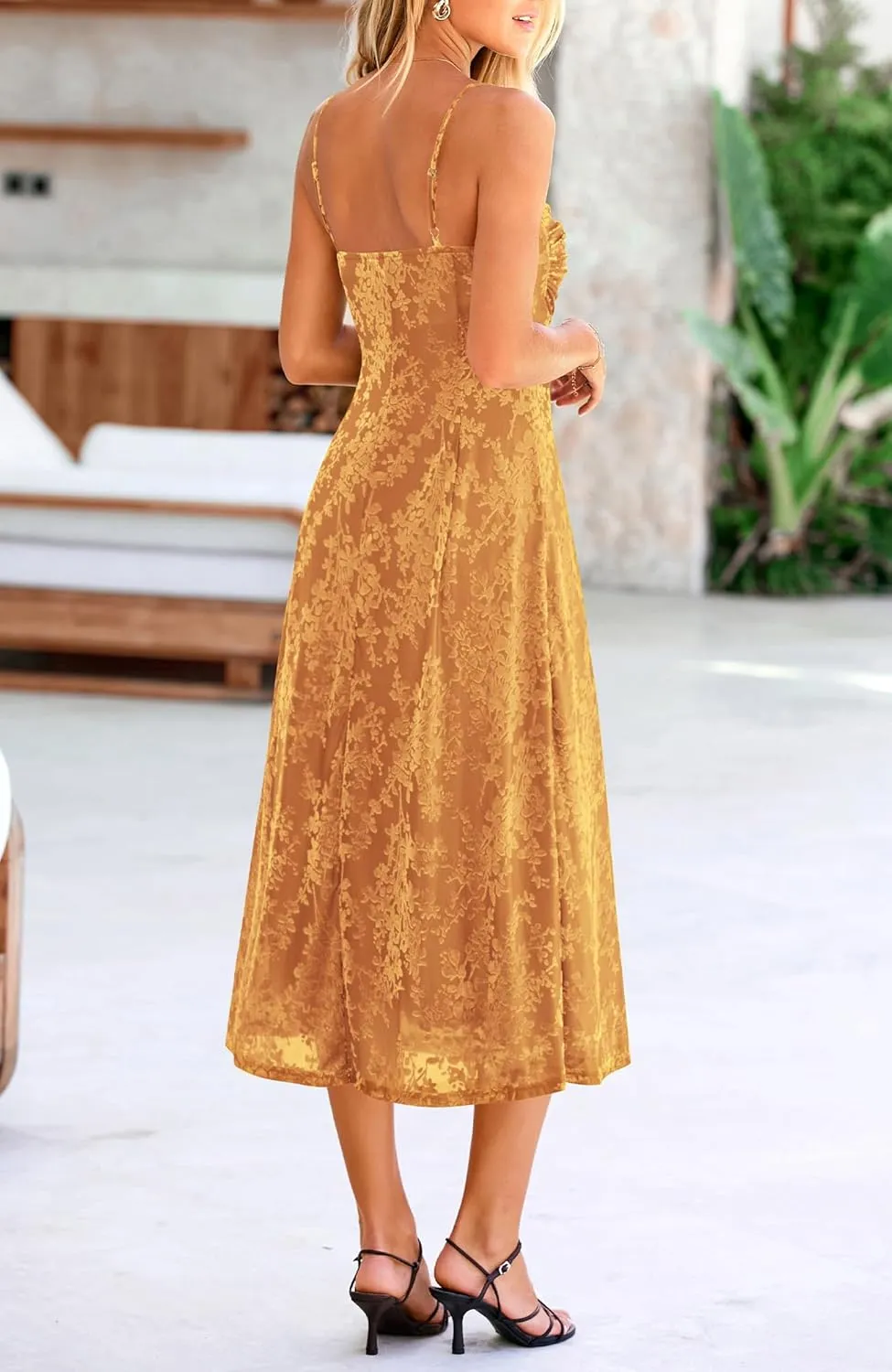 BTFBM Women's Summer Dress Sleeveless Spaghetti Strap Midi Dress Sexy Cowl Neck Floral Cocktail Dress Party Dresses