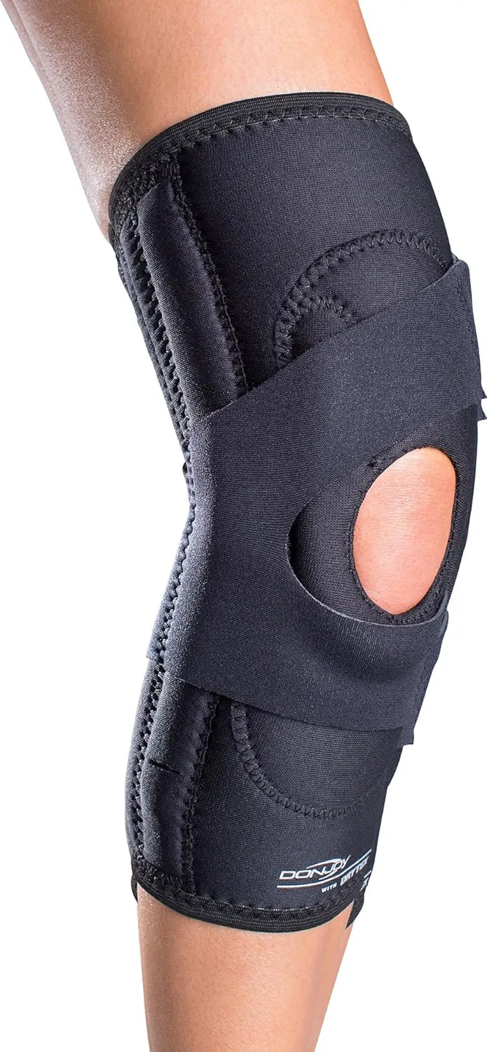 DonJoy Lateral J Patella Knee Support Brace with Hinge: Neoprene, Left Leg, Medium