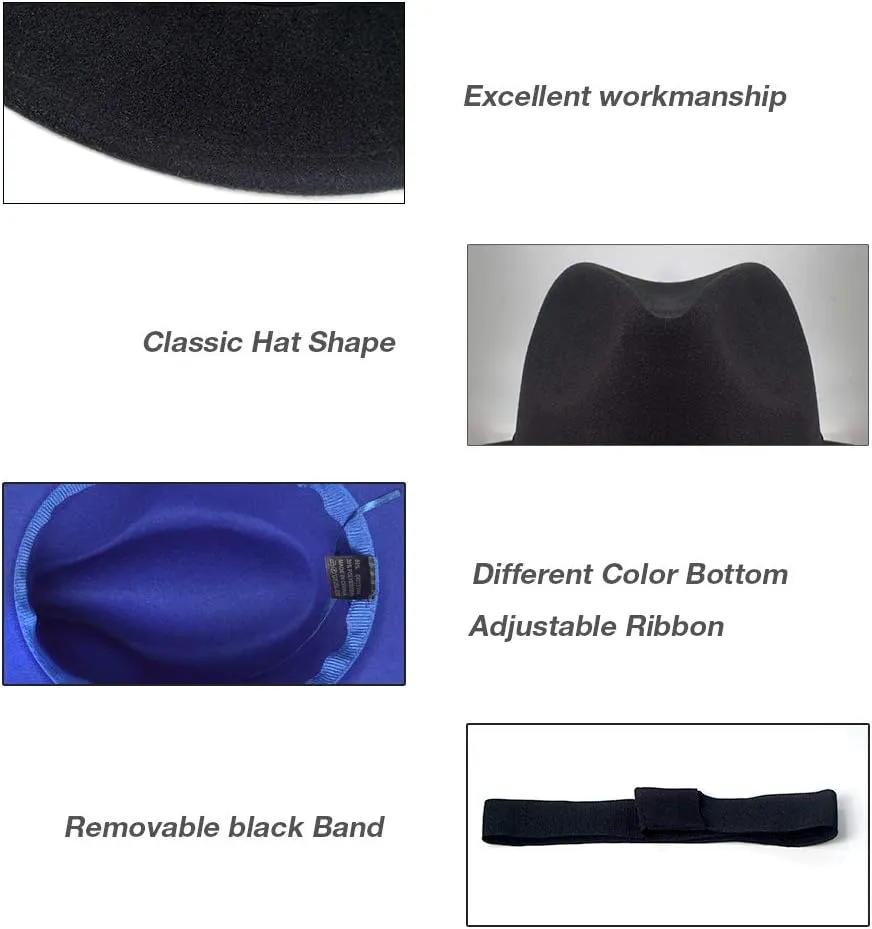 FADACHY Trendy Fedora Hats for Men & Women Wide Brim Felt Hat Dress Panama Hat Two Tone Fedora