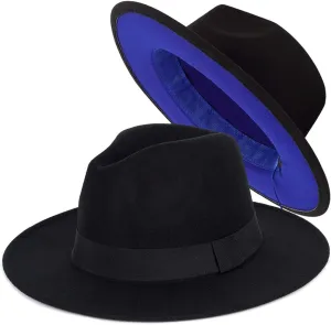 FADACHY Trendy Fedora Hats for Men & Women Wide Brim Felt Hat Dress Panama Hat Two Tone Fedora