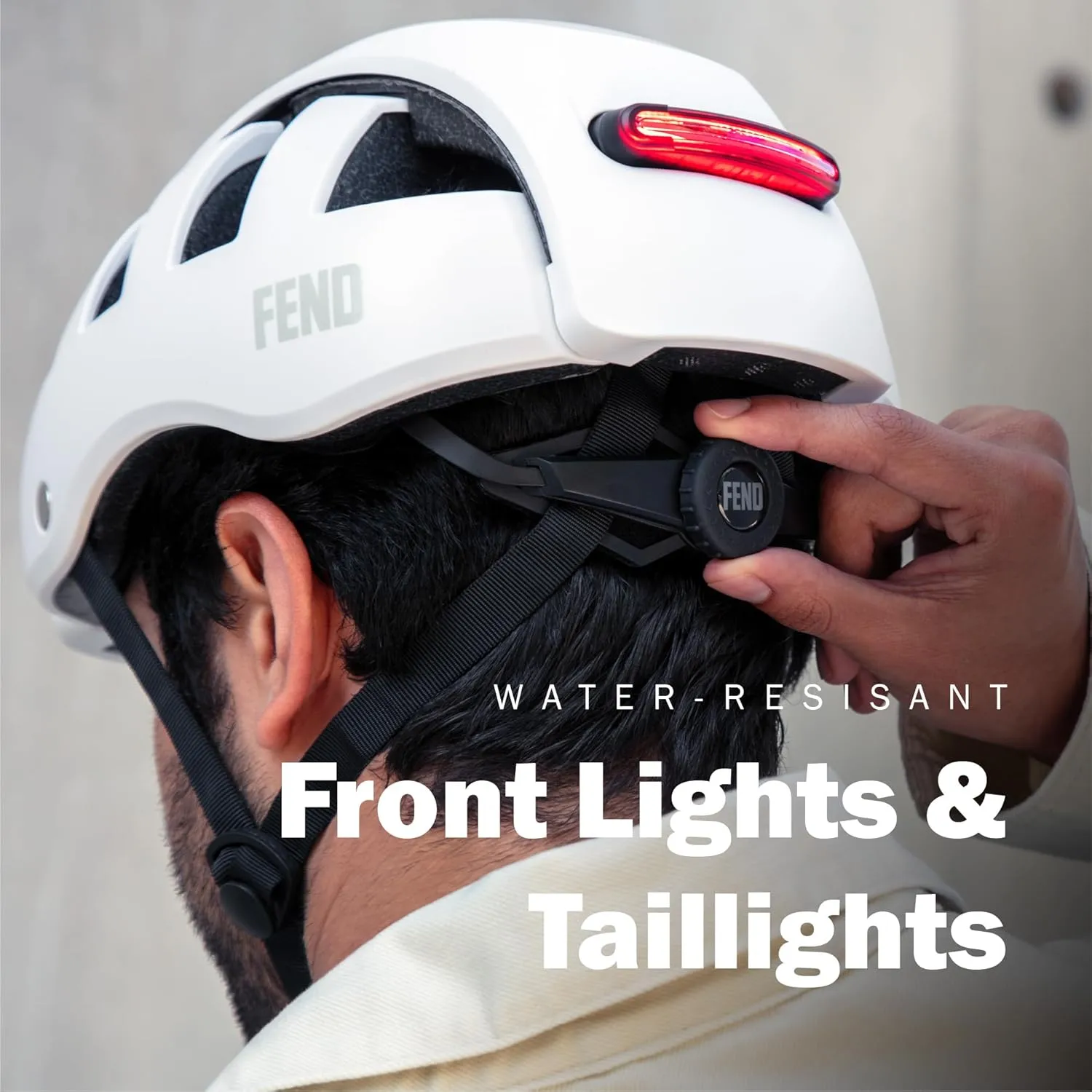 FEND Super Folding Bike Helmet with Lights  Ultra-Bright USB-C Front & Rear LEDs, Collapsible by 50%, CPSC/EN1078 Certified, for Adults, Commuters, E-Bikes, Scooters