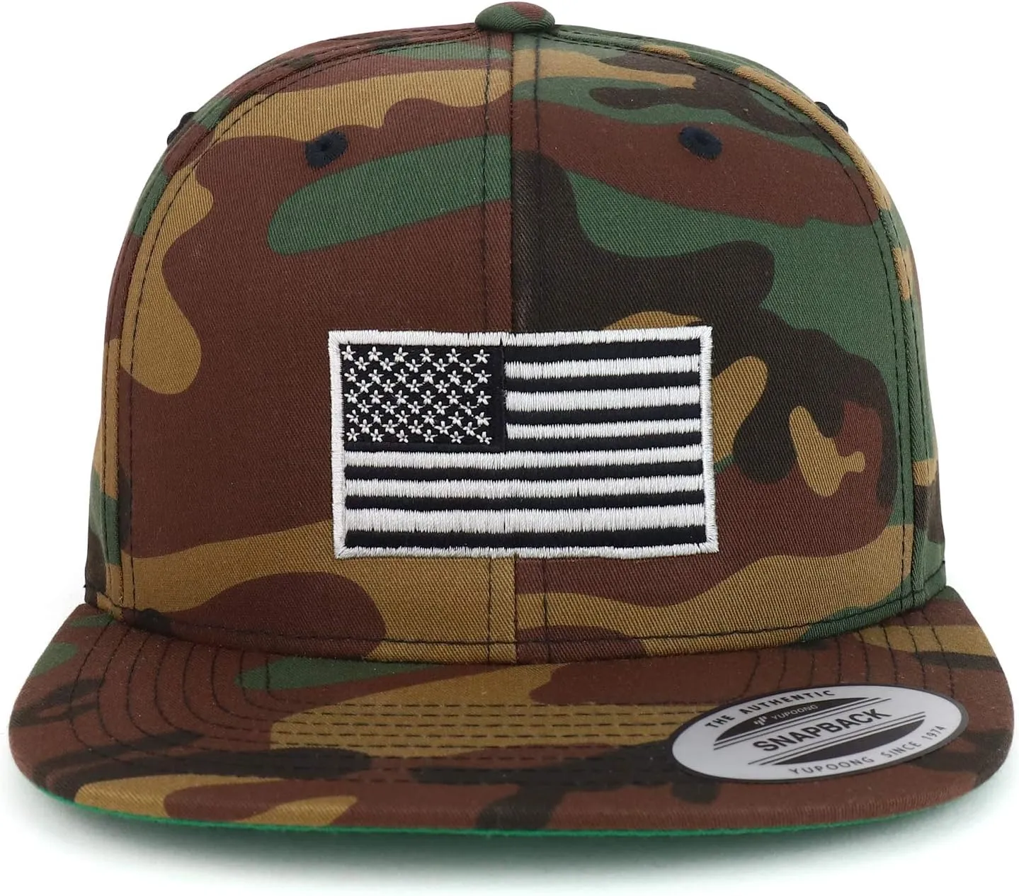 Flexfit Oversize XXL Grey American Flag Embroidered Structured Flatbill Snapback Cap