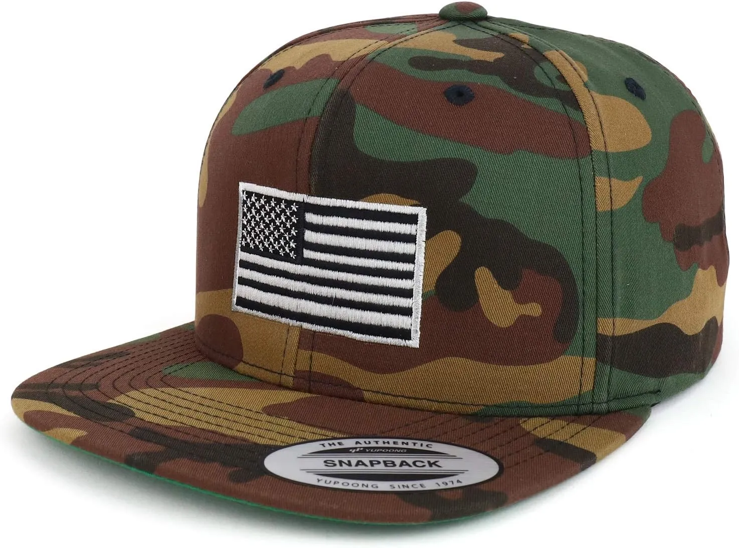 Flexfit Oversize XXL Grey American Flag Embroidered Structured Flatbill Snapback Cap