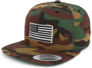 Flexfit Oversize XXL Grey American Flag Embroidered Structured Flatbill Snapback Cap