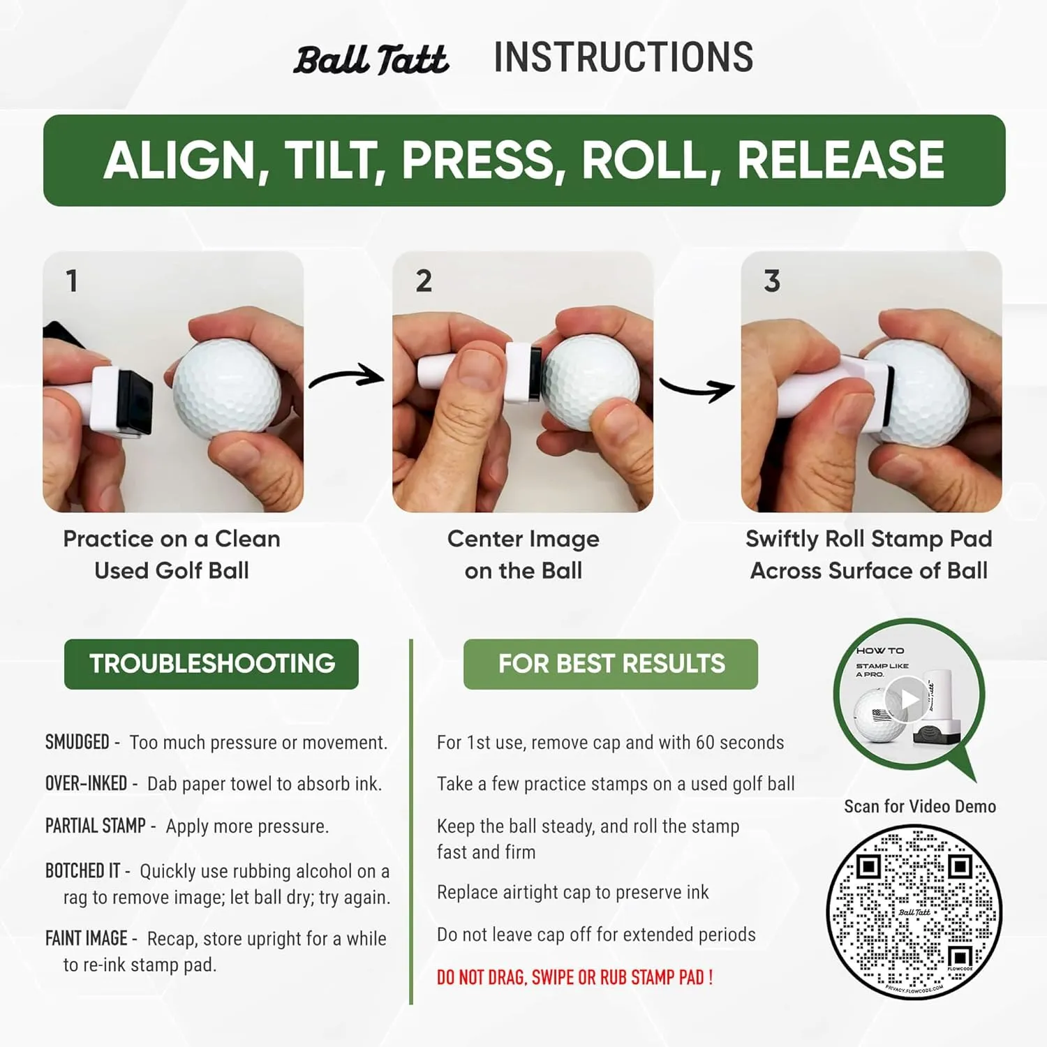 Golf Ball Stamp - Self-Inking Marker - Quick-Dry Permanent Marking Tool, No Leaks or Refills, Reusable & Waterproof Golfing Stamper - Ideal Gift for Golfers, Dads, Retirement, Funny, Parody (Humor).