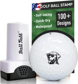 Golf Ball Stamp - Self-Inking Marker - Quick-Dry Permanent Marking Tool, No Leaks or Refills, Reusable & Waterproof Golfing Stamper - Ideal Gift for Golfers, Dads, Retirement (Labrador Dog)