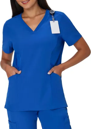Hanes Women's Scrubs Healthcare Top, Moisture-Wicking Stretch Scrub Shirts, Ribbed Side Panels