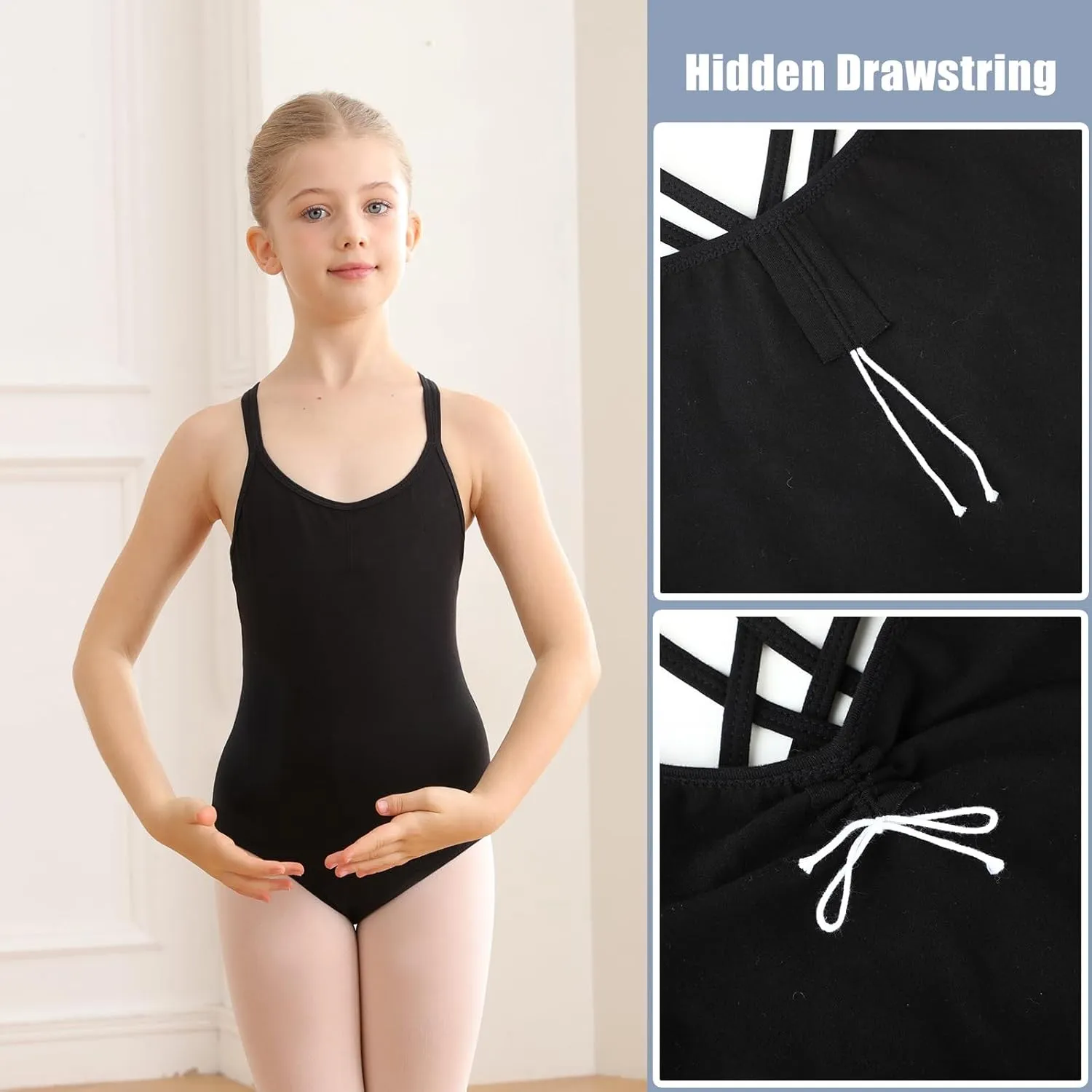 HiDance Ballet Leotards,Cotton Camisole Ballet Leotards for Girls/Toddlers/Kids,Double Strap Gymnastics and Ballet Dancewear