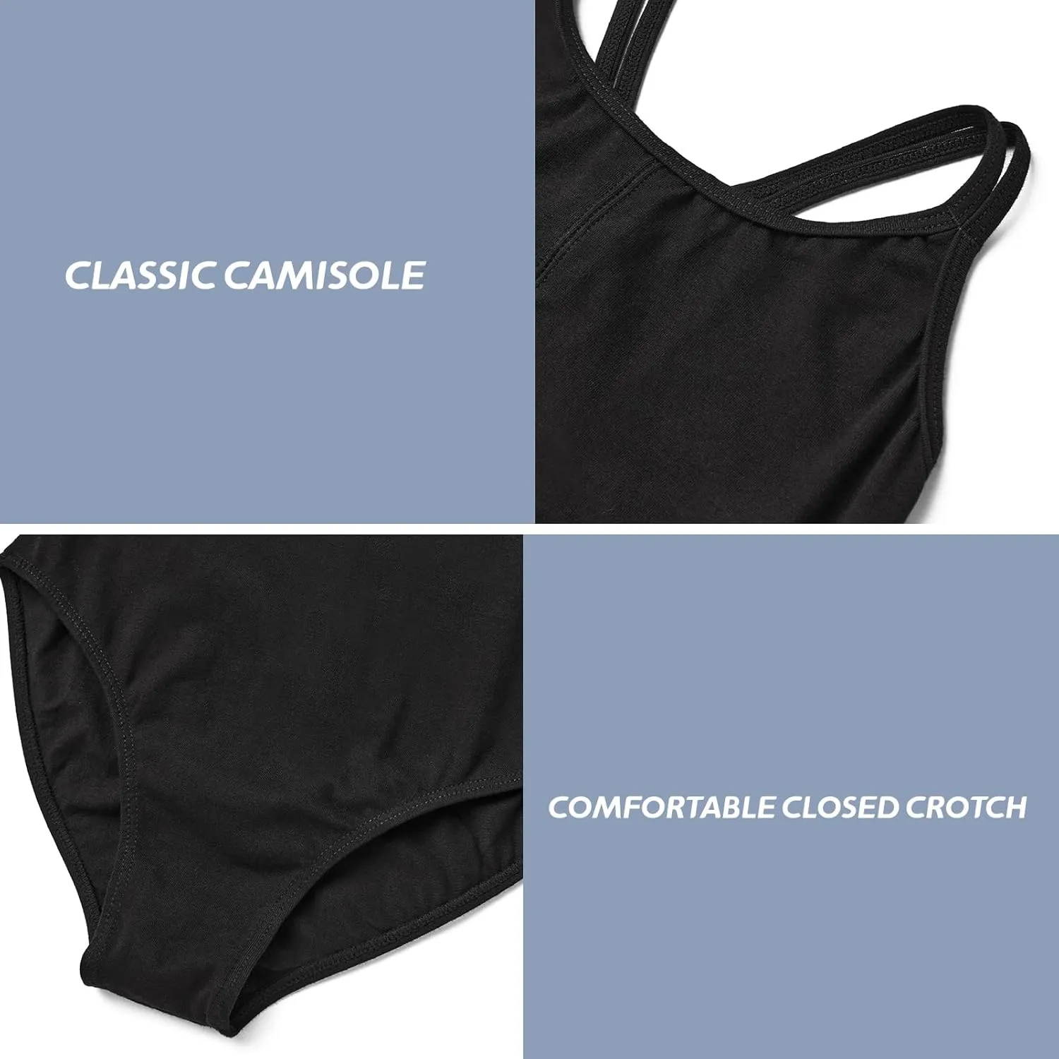 HiDance Ballet Leotards,Cotton Camisole Ballet Leotards for Girls/Toddlers/Kids,Double Strap Gymnastics and Ballet Dancewear