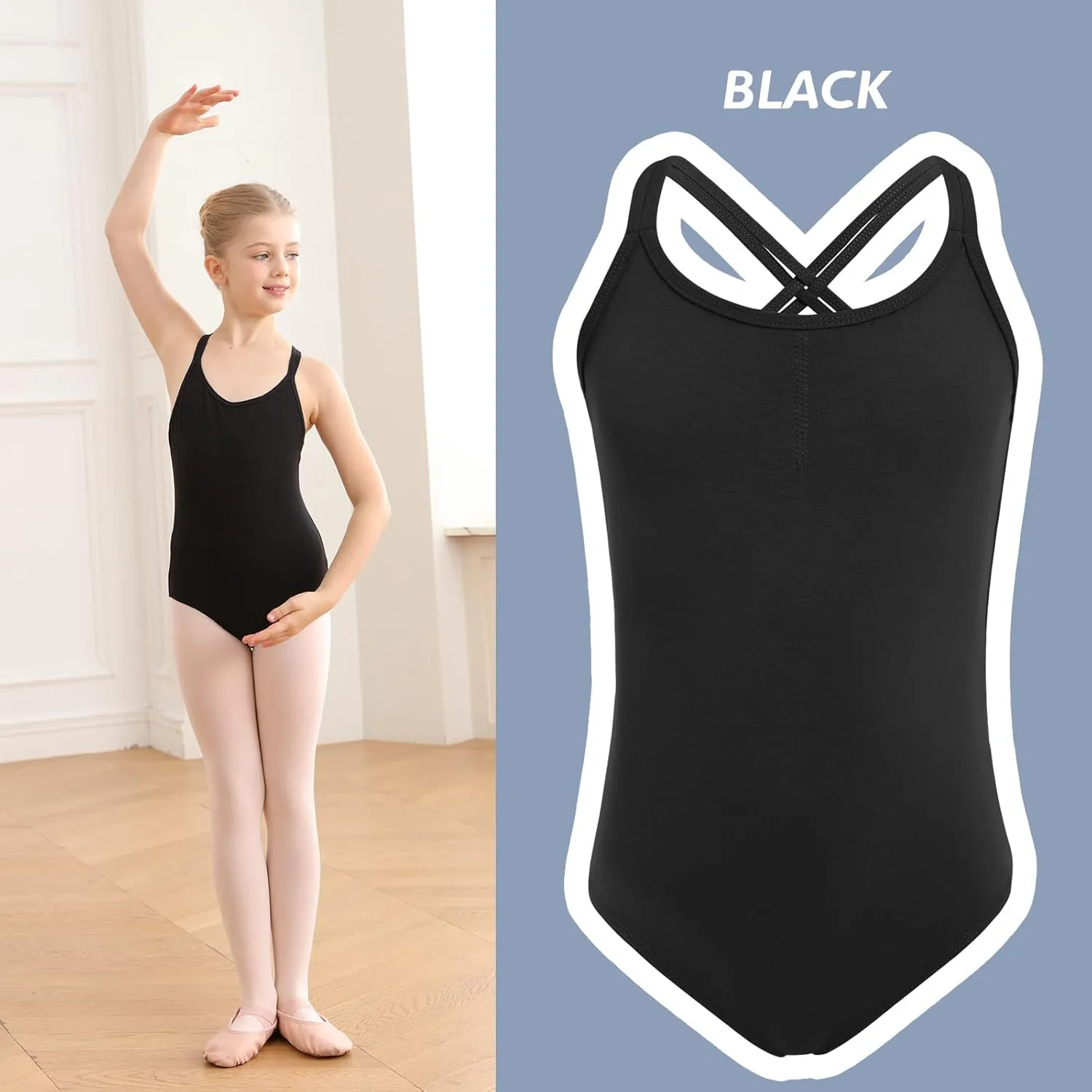 HiDance Ballet Leotards,Cotton Camisole Ballet Leotards for Girls/Toddlers/Kids,Double Strap Gymnastics and Ballet Dancewear