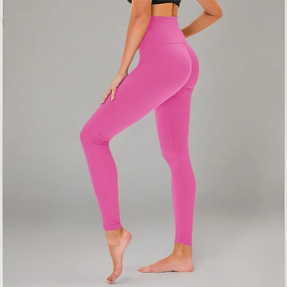 High Waisted Leggings for Women - No See Through Tummy Control Cycling Workout Yoga Pants with Pockets Reg & Plus