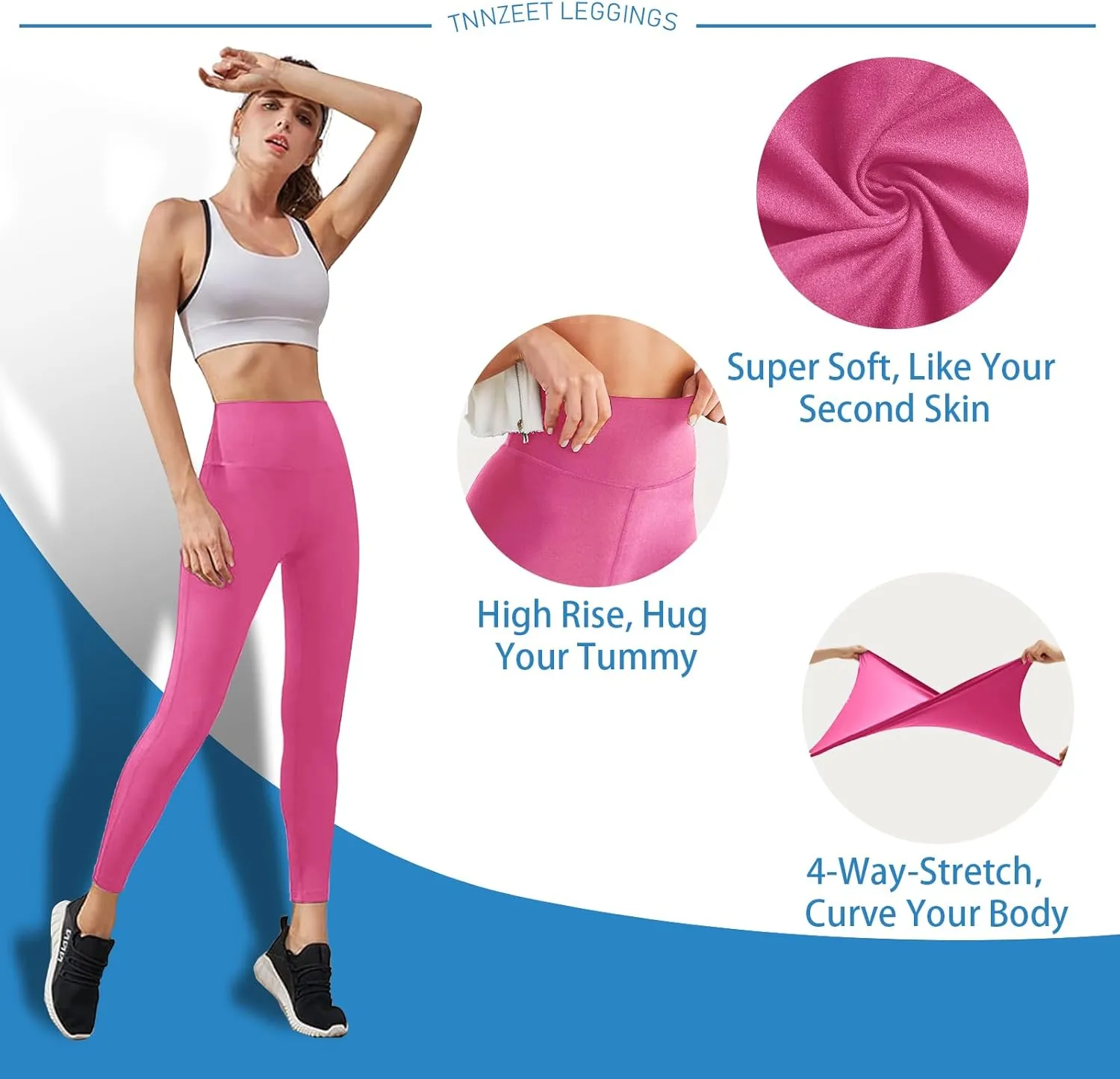 High Waisted Leggings for Women - No See Through Tummy Control Cycling Workout Yoga Pants with Pockets Reg & Plus