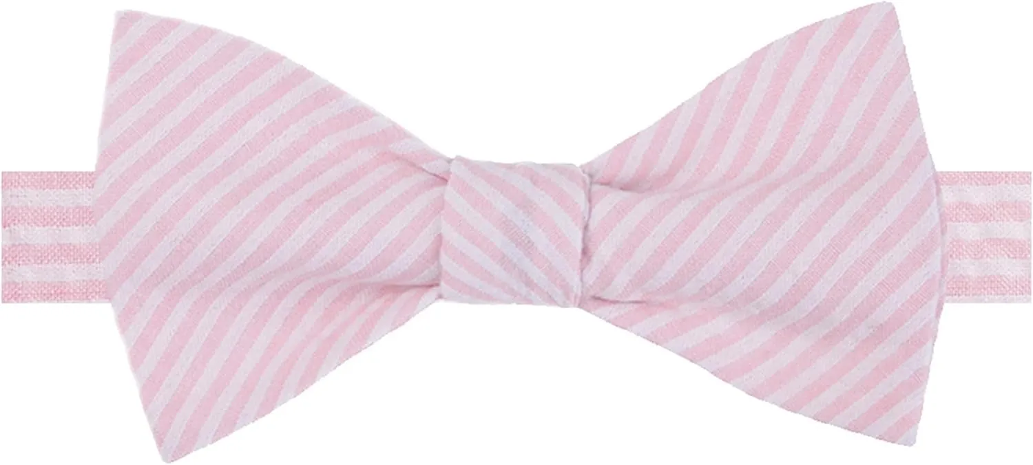 Jacob Alexander Men's Seersucker Striped Pattern Self-Tie Bow Tie