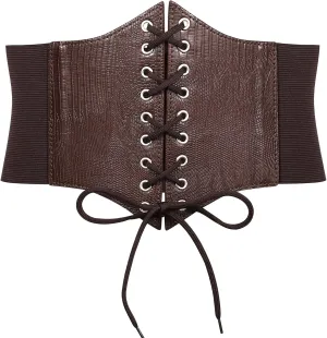 JASGOOD Womens Elastic Costume Waist Belt Lace-up Tied Waspie Corset Belts for Women
