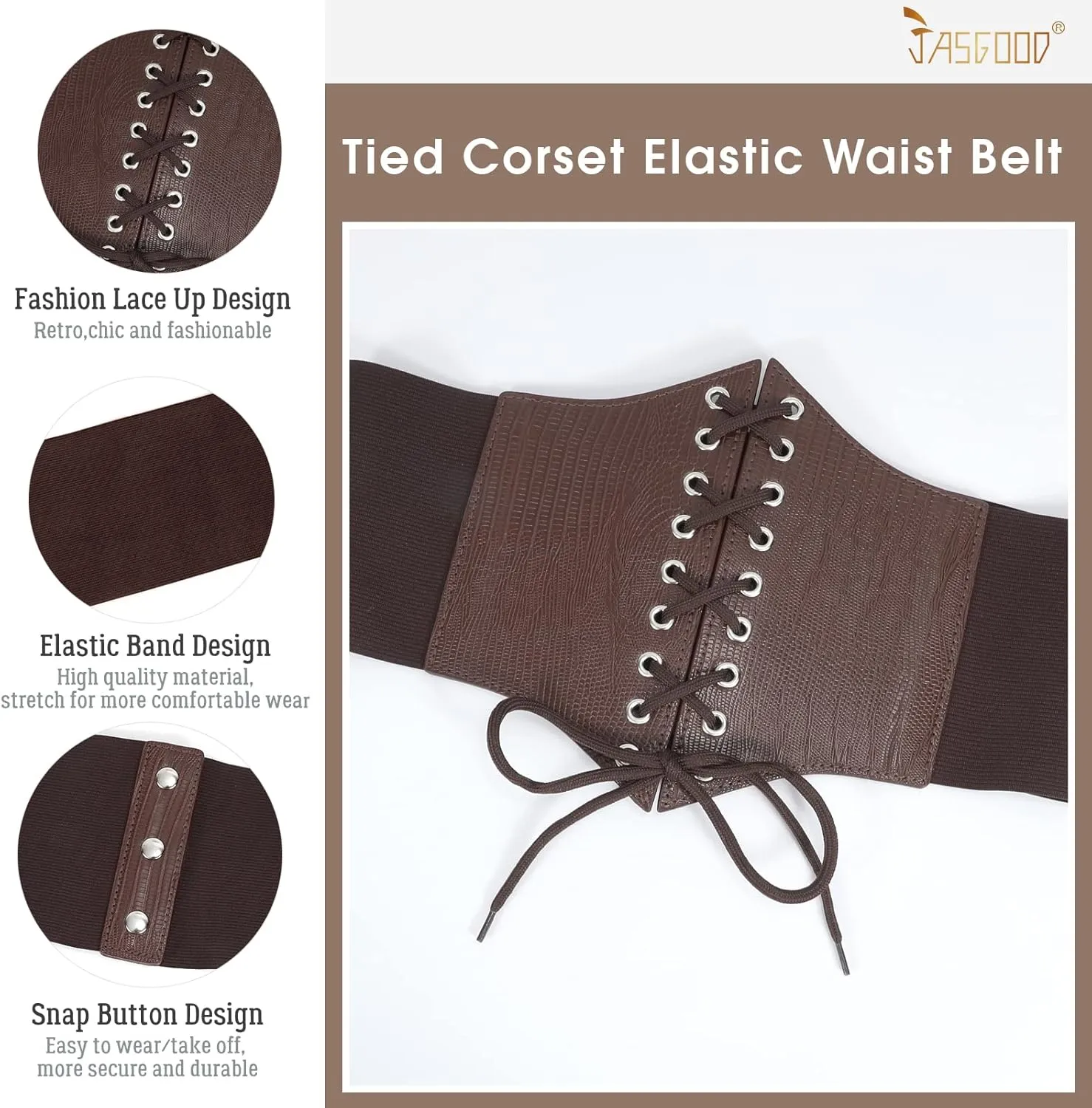 JASGOOD Womens Elastic Costume Waist Belt Lace-up Tied Waspie Corset Belts for Women