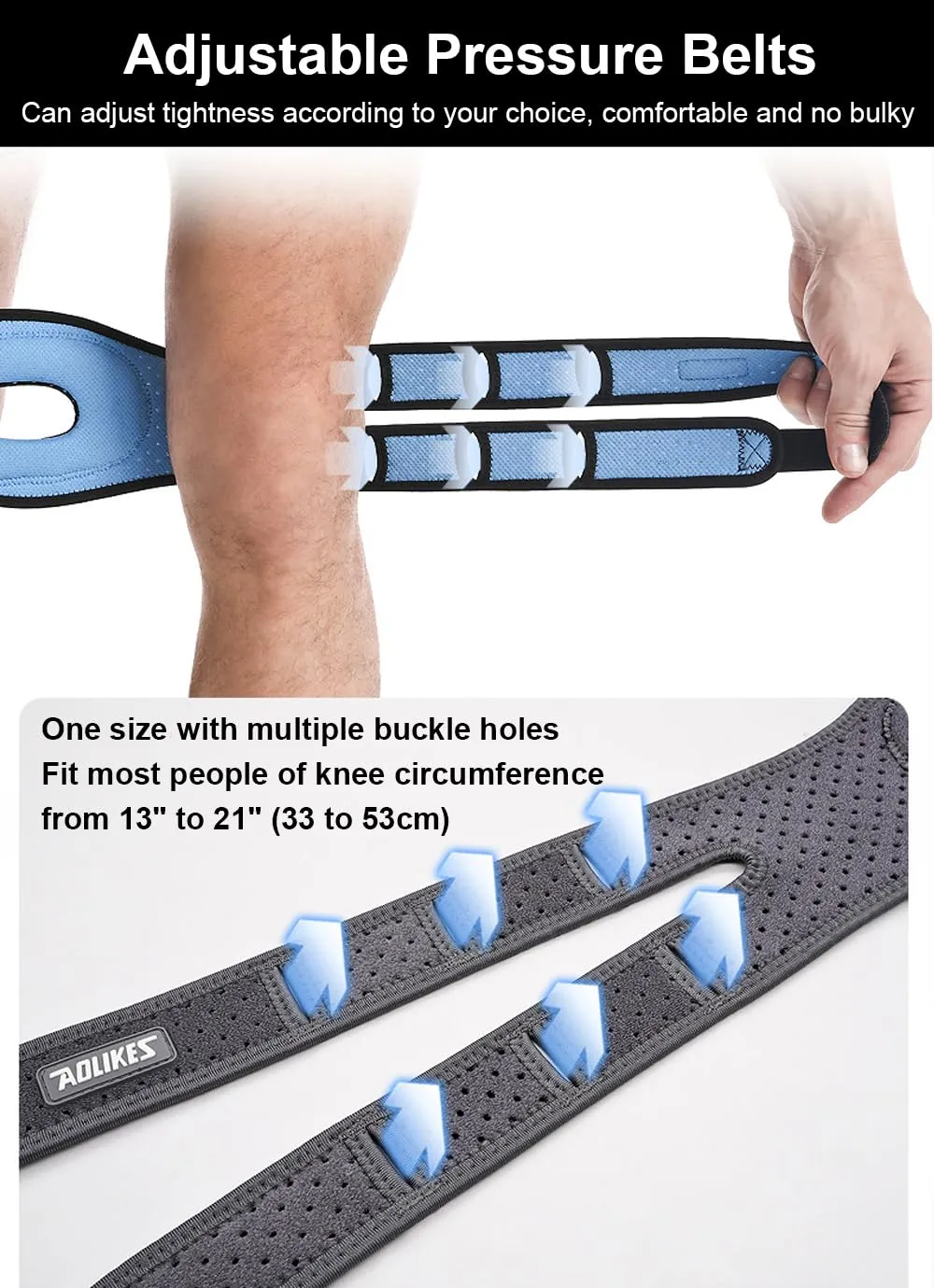 Knee Brace for Women Men Knee Braces for Knee Pain, Patellar Tendon Support Strap, Knee Brace for Meniscus Tear Knee Compression Sleeve for Knee Pain (Black)