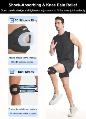 Knee Brace for Women Men Knee Braces for Knee Pain, Patellar Tendon Support Strap, Knee Brace for Meniscus Tear Knee Compression Sleeve for Knee Pain (Black)