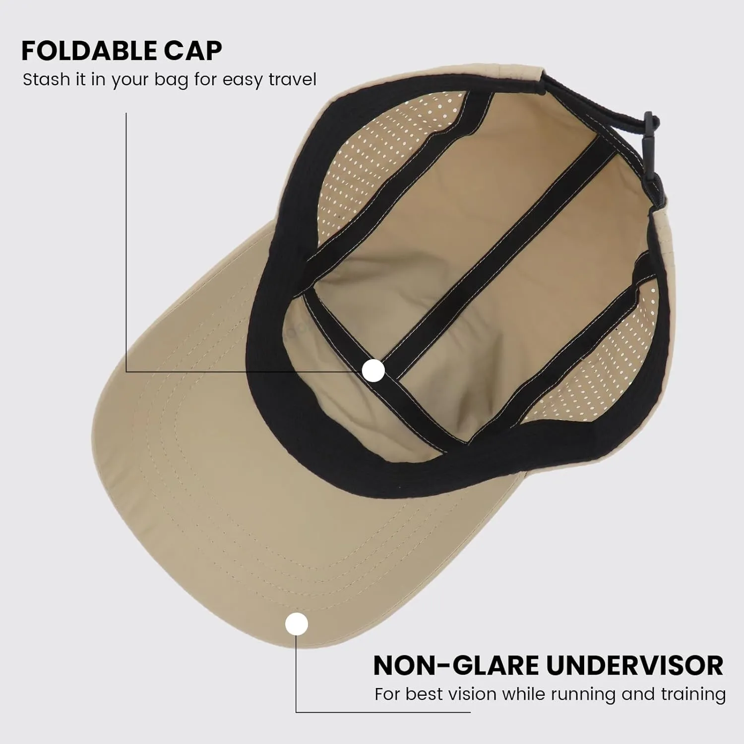 KOPHINOOR Baseball Cap Cooling Hat, Reflective Golf Running Hat for Men Women, Foldable Performance Hat for Outdoors