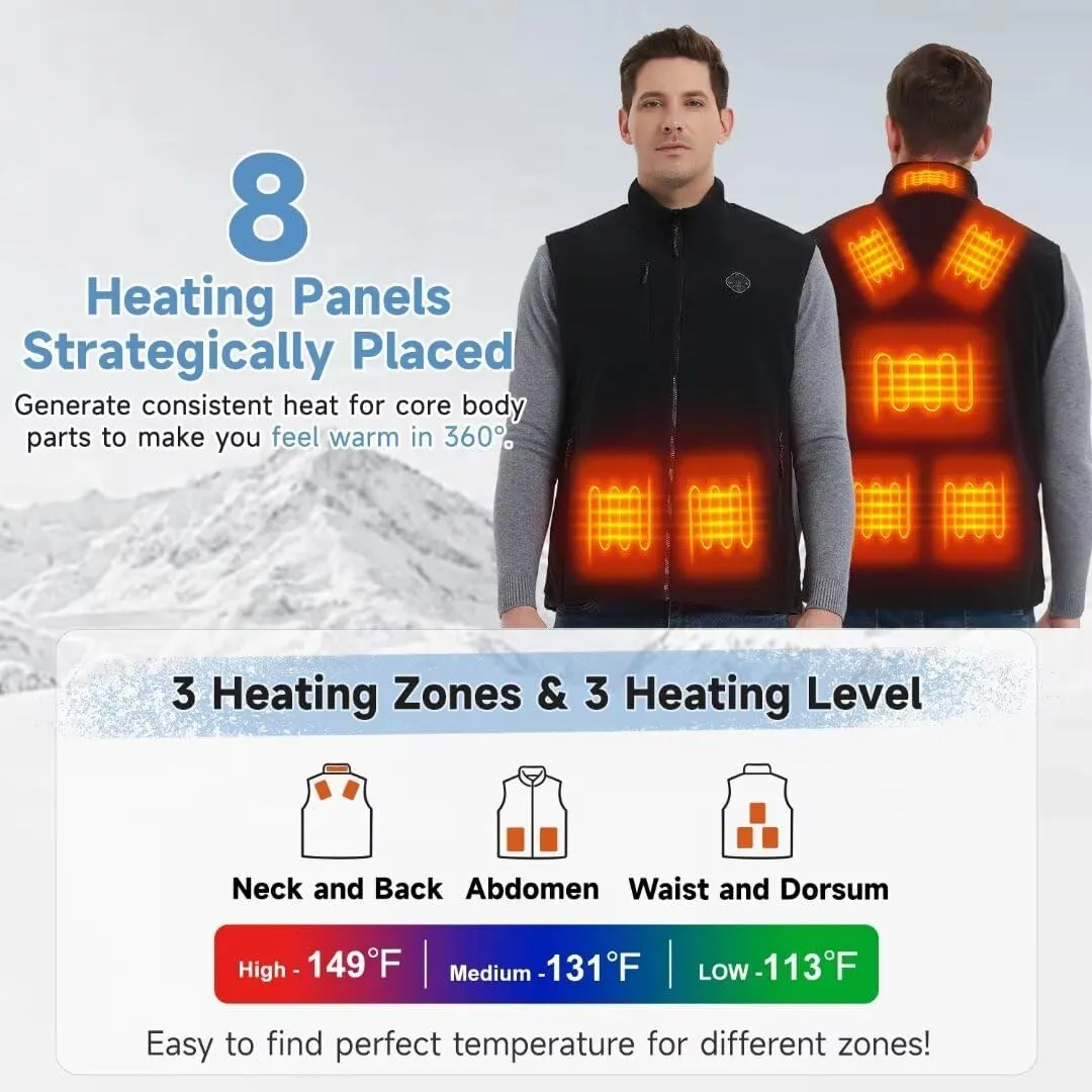 KOVNLO Heated Vest for Men with Battery Pack Included, Soft Fleece Smart Electric Lightweight Heated Jacket