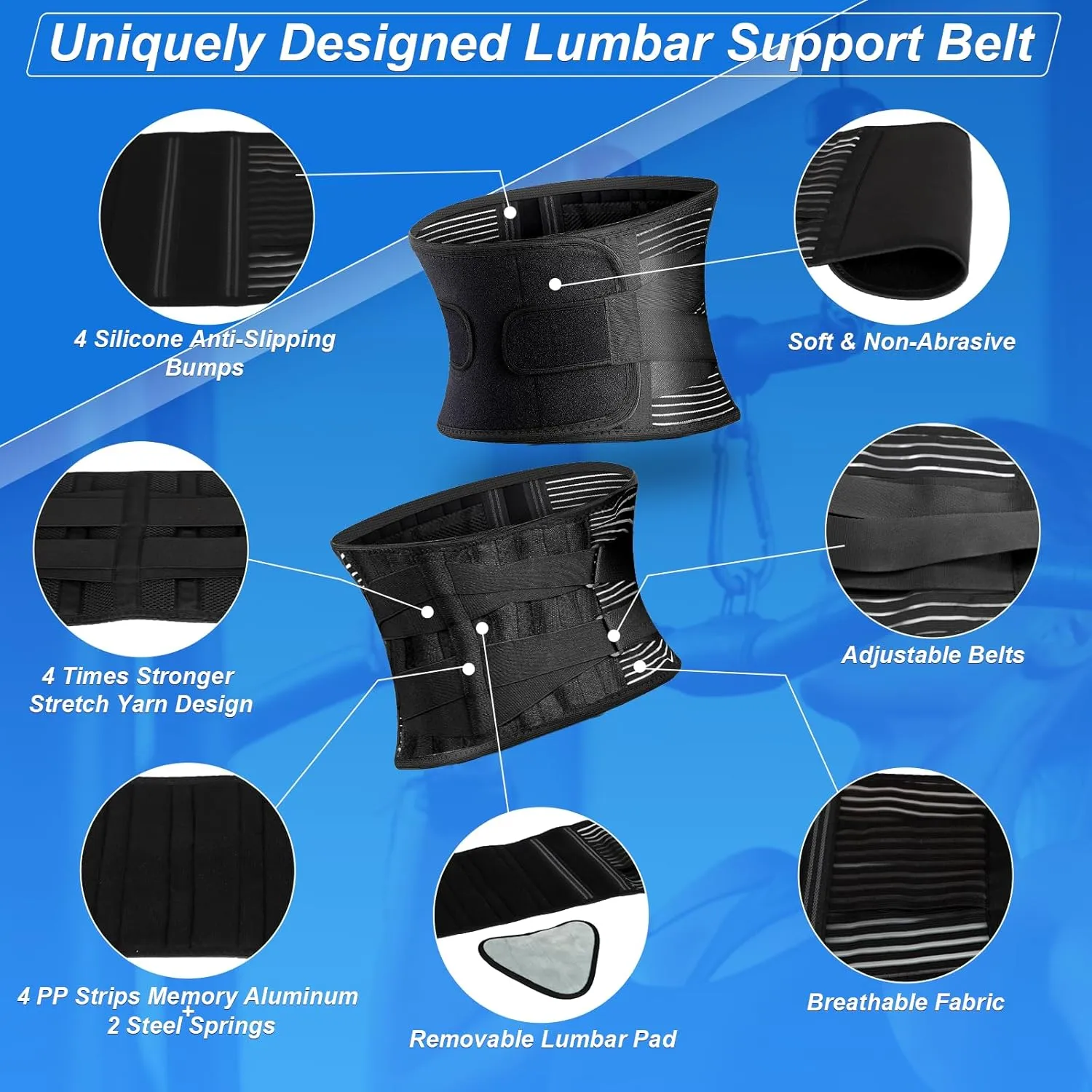 Lower Back Brace for Women - Back Brace for Lower Back Pain Relief with 6 Stays - Adjustable Back Brace Posture Corrector with Lumbar Support Pad - Breathable Anti-Slip Lower Back Brace - L