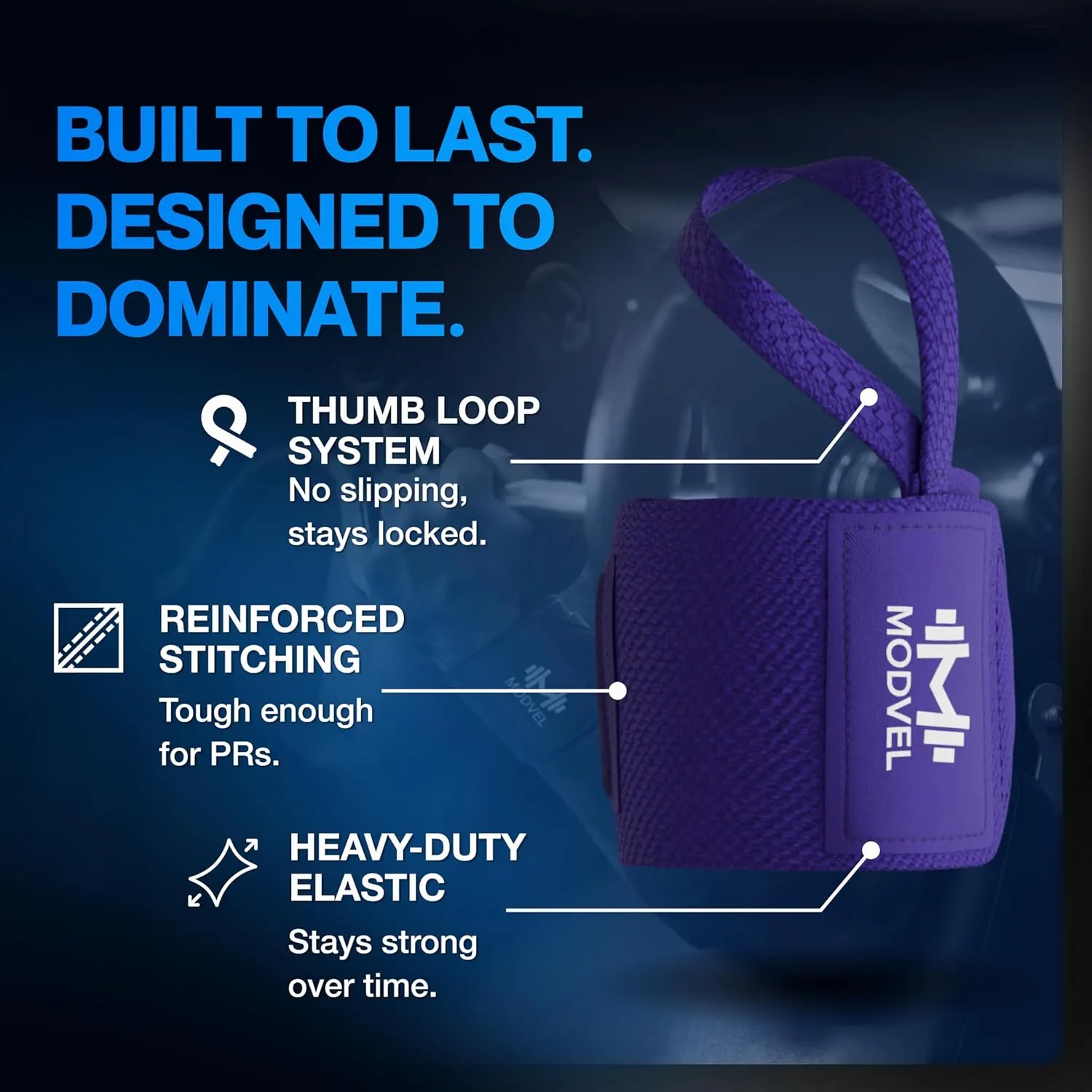 MODVEL Orthopedic Wrist Brace and Wrist Wraps for Weightlifting - Adjustable, Lightweight Support for Carpal Tunnel, Arthritis, Tendinitis, Bodybuilding, Strength Training, and Injury Relief Thick Purple