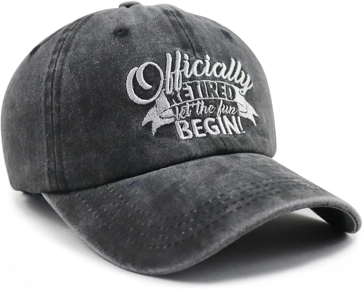 Officially Retired Hat for Women Men, Funny Adjustable Cotton Embroidery Retirement Baseball Cap
