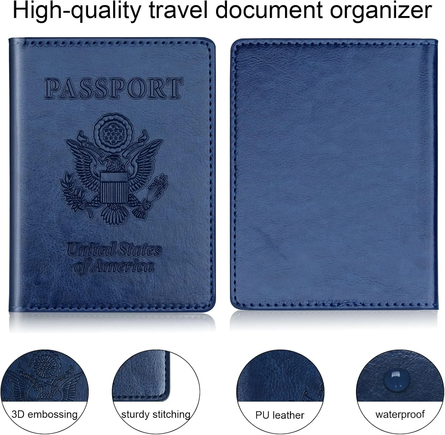 Passport Holder 2Pcs, Passport Cover Wallet Case for Women Men Family, Passport Book Holders Travel Must Haves Cruise Ship Essentials (Dark Blue & Wine red)