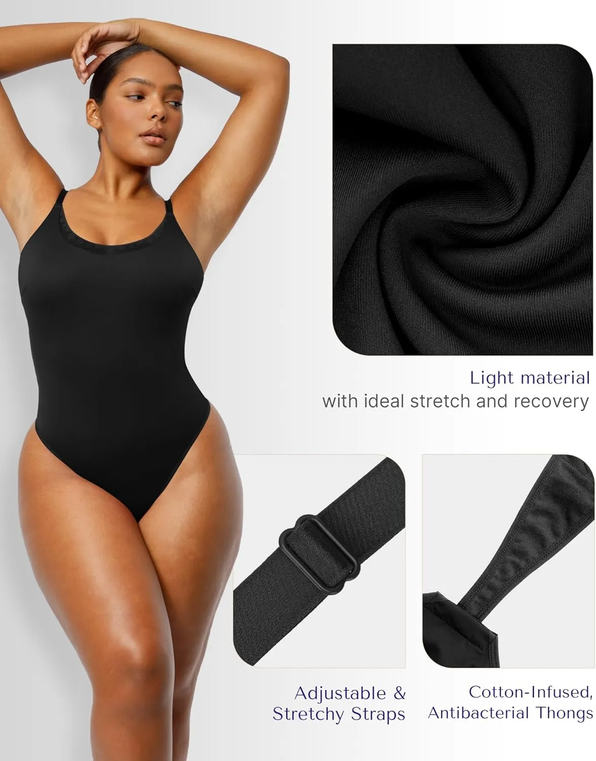 SHAPELLX Shapewear Bodysuit For Women Tummy Control Sculpting Snatched Body Shaper Waist Body Suit Thong