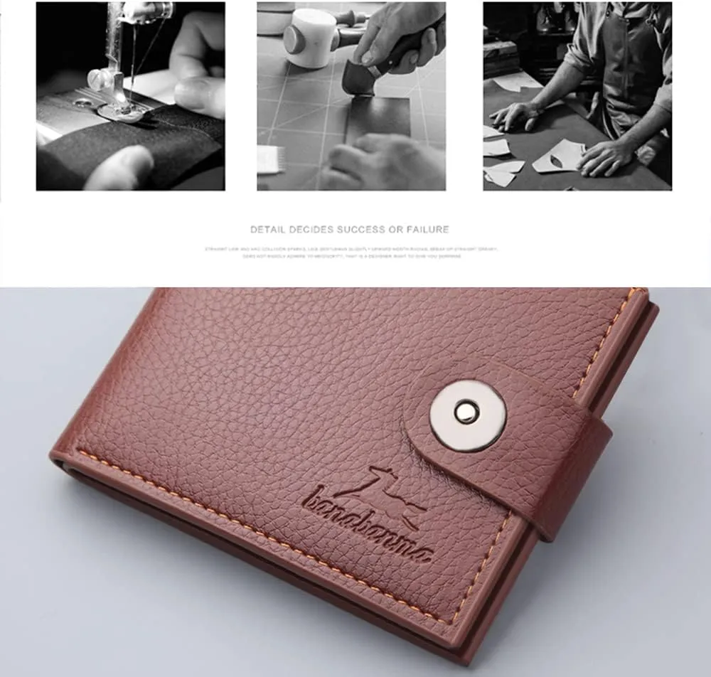 Slim Wallet for Men with Coin Purse, Minimalist Wallet with Zipper, Bifold Mens Wallets with Credit Card Holder, PU Leather Men's Wallet with Money Clip, Carteras Para Hombres (BUCKLE BROWN)