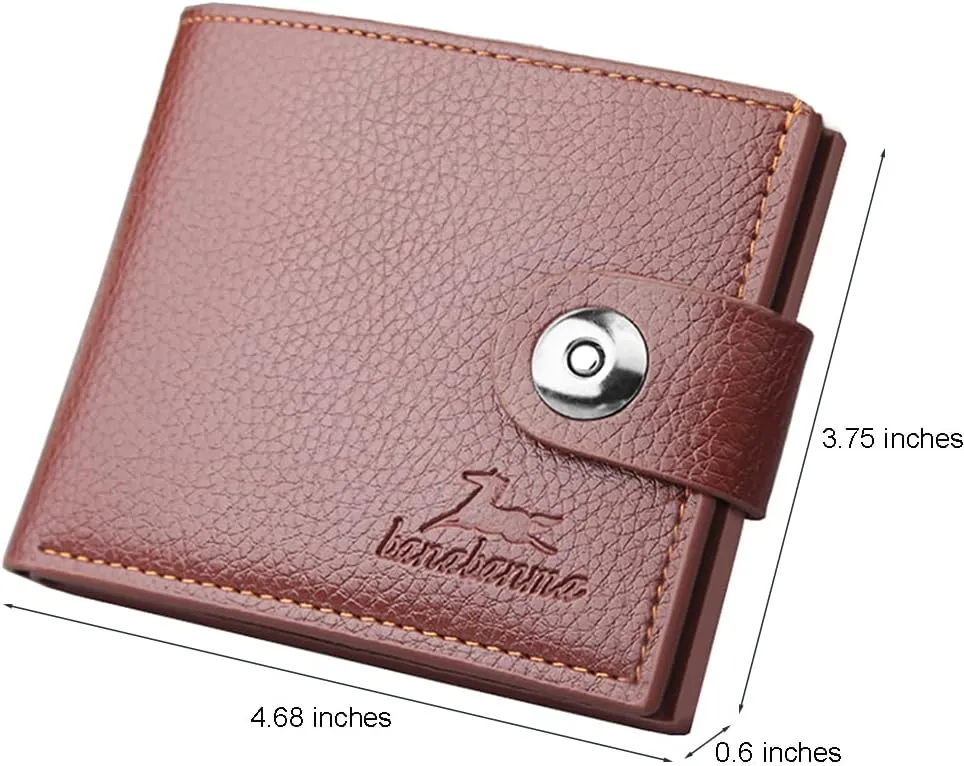 Slim Wallet for Men with Coin Purse, Minimalist Wallet with Zipper, Bifold Mens Wallets with Credit Card Holder, PU Leather Men's Wallet with Money Clip, Carteras Para Hombres (BUCKLE BROWN)