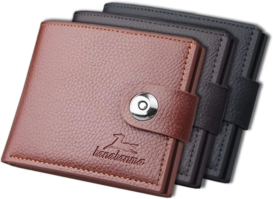 Slim Wallet for Men with Coin Purse, Minimalist Wallet with Zipper, Bifold Mens Wallets with Credit Card Holder, PU Leather Men's Wallet with Money Clip, Carteras Para Hombres (BUCKLE BROWN)
