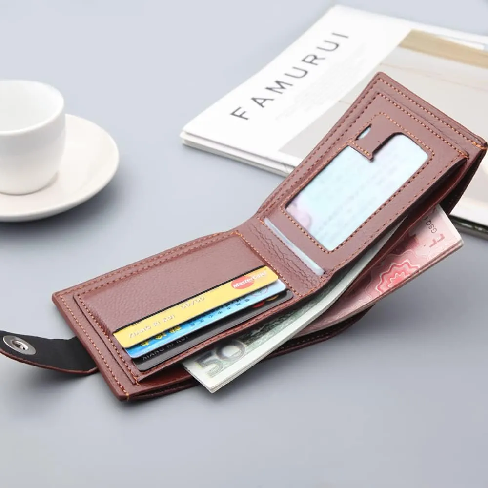 Slim Wallet for Men with Coin Purse, Minimalist Wallet with Zipper, Bifold Mens Wallets with Credit Card Holder, PU Leather Men's Wallet with Money Clip, Carteras Para Hombres (BUCKLE BROWN)