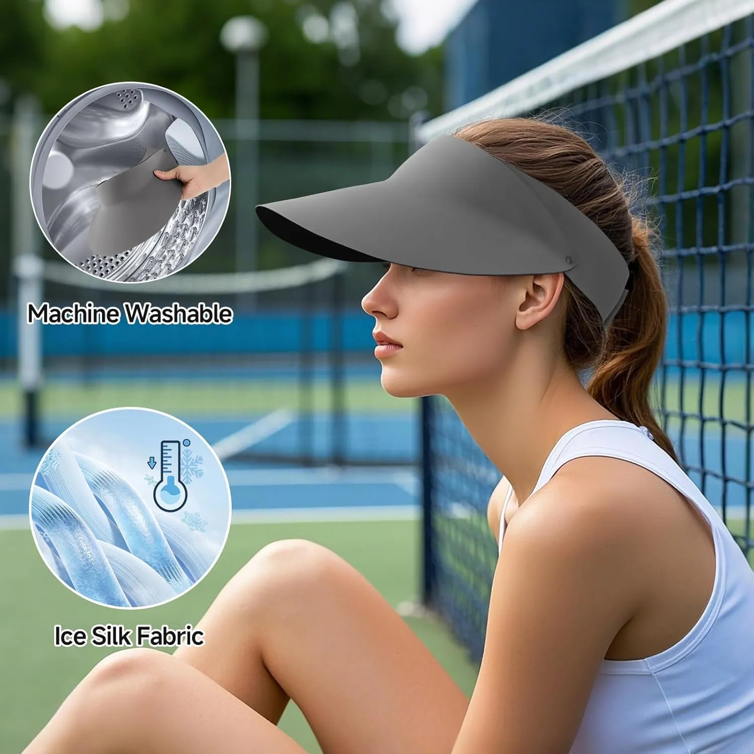 Sun Visors for Women, Wide Brim Womens Sun Hat with Lightweight Ponytail Design for Daily Wear and Beach Vacation Essentials