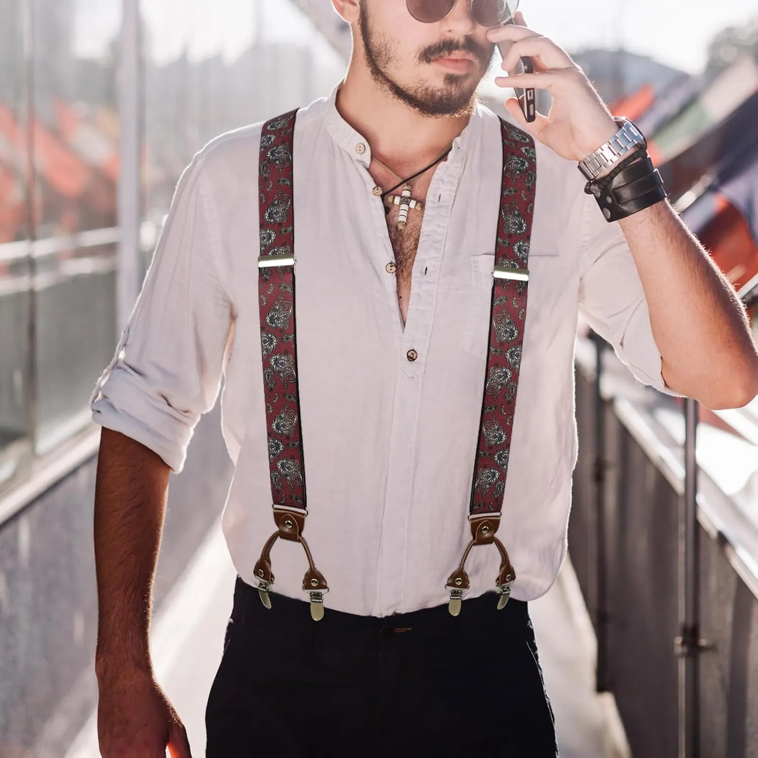 Suspenders for Men with Strong Clips, 1.4 Inches Wide Heavy Duty Men's Suspenders Y-Back for Work Jeans