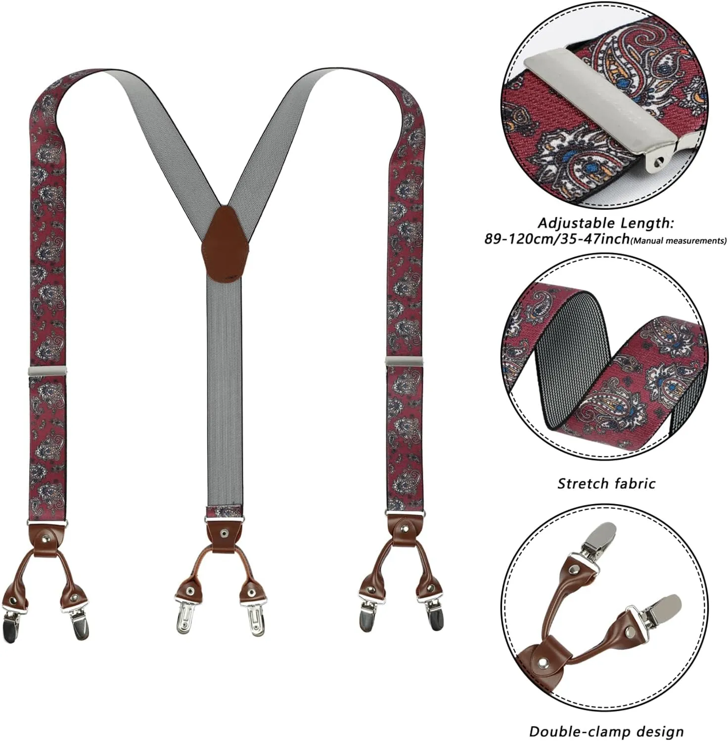 Suspenders for Men with Strong Clips, 1.4 Inches Wide Heavy Duty Men's Suspenders Y-Back for Work Jeans