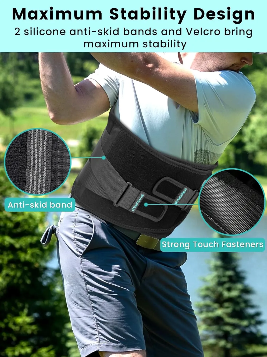 SYXUPAP Back Braces for Lower Back Pain Women and Men, Lumbar Support Belts for Men and Women with Anti-skid Lumbar Strips Pad, For Sciatica, Scoliosis, Heavy Lifting and Work, with Adjustable System