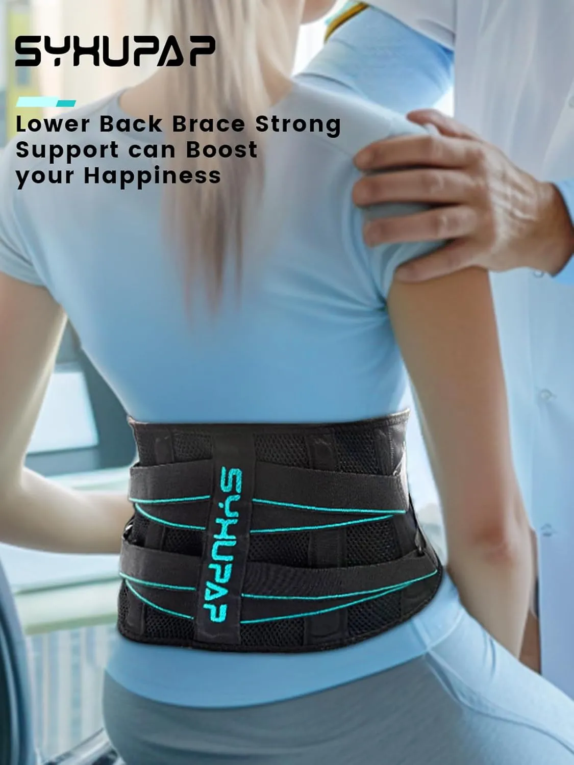 SYXUPAP Back Braces for Lower Back Pain Women and Men, Lumbar Support Belts for Men and Women with Anti-skid Lumbar Strips Pad, For Sciatica, Scoliosis, Heavy Lifting and Work, with Adjustable System