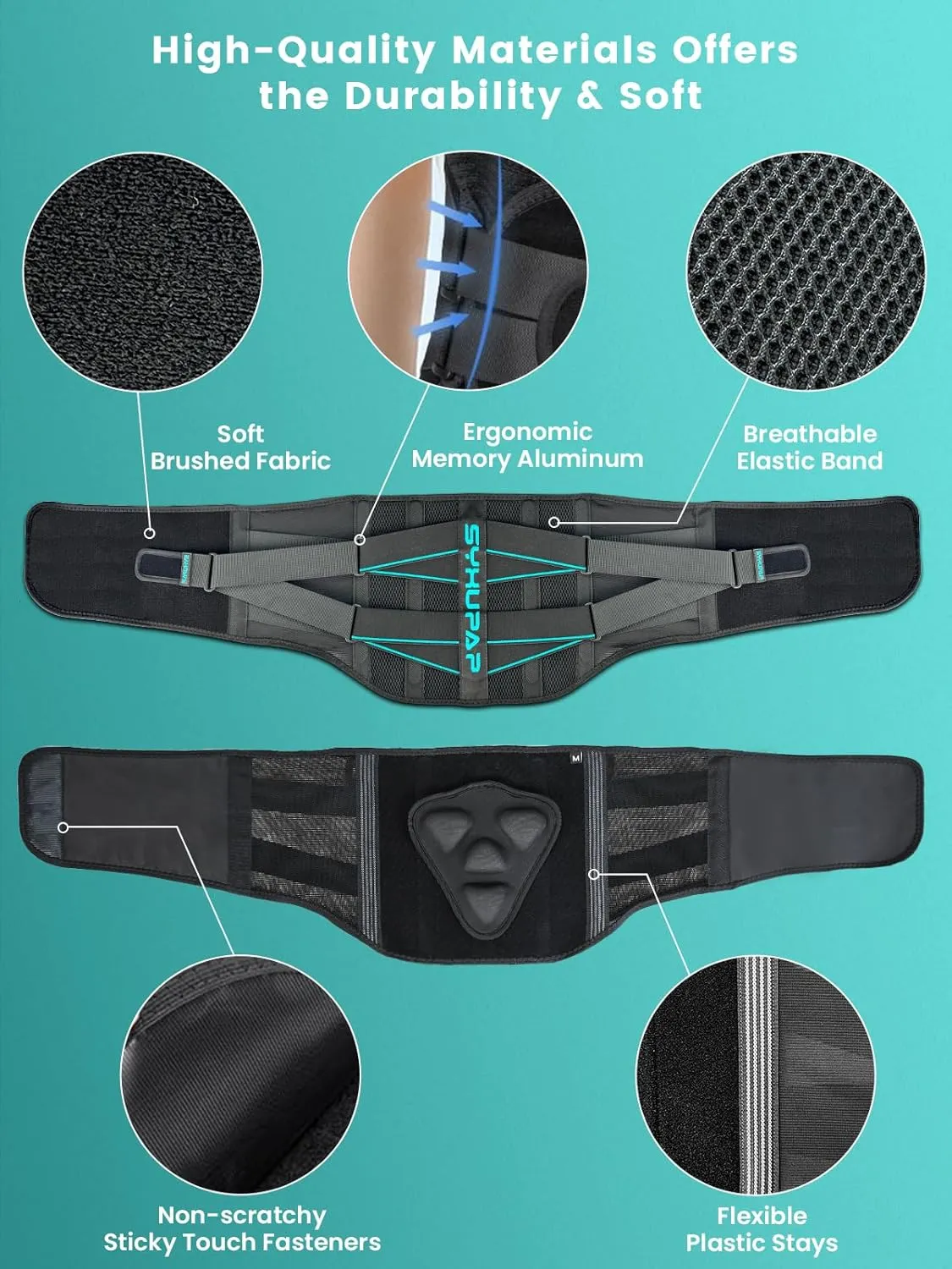 SYXUPAP Back Braces for Lower Back Pain Women and Men, Lumbar Support Belts for Men and Women with Anti-skid Lumbar Strips Pad, For Sciatica, Scoliosis, Heavy Lifting and Work, with Adjustable System