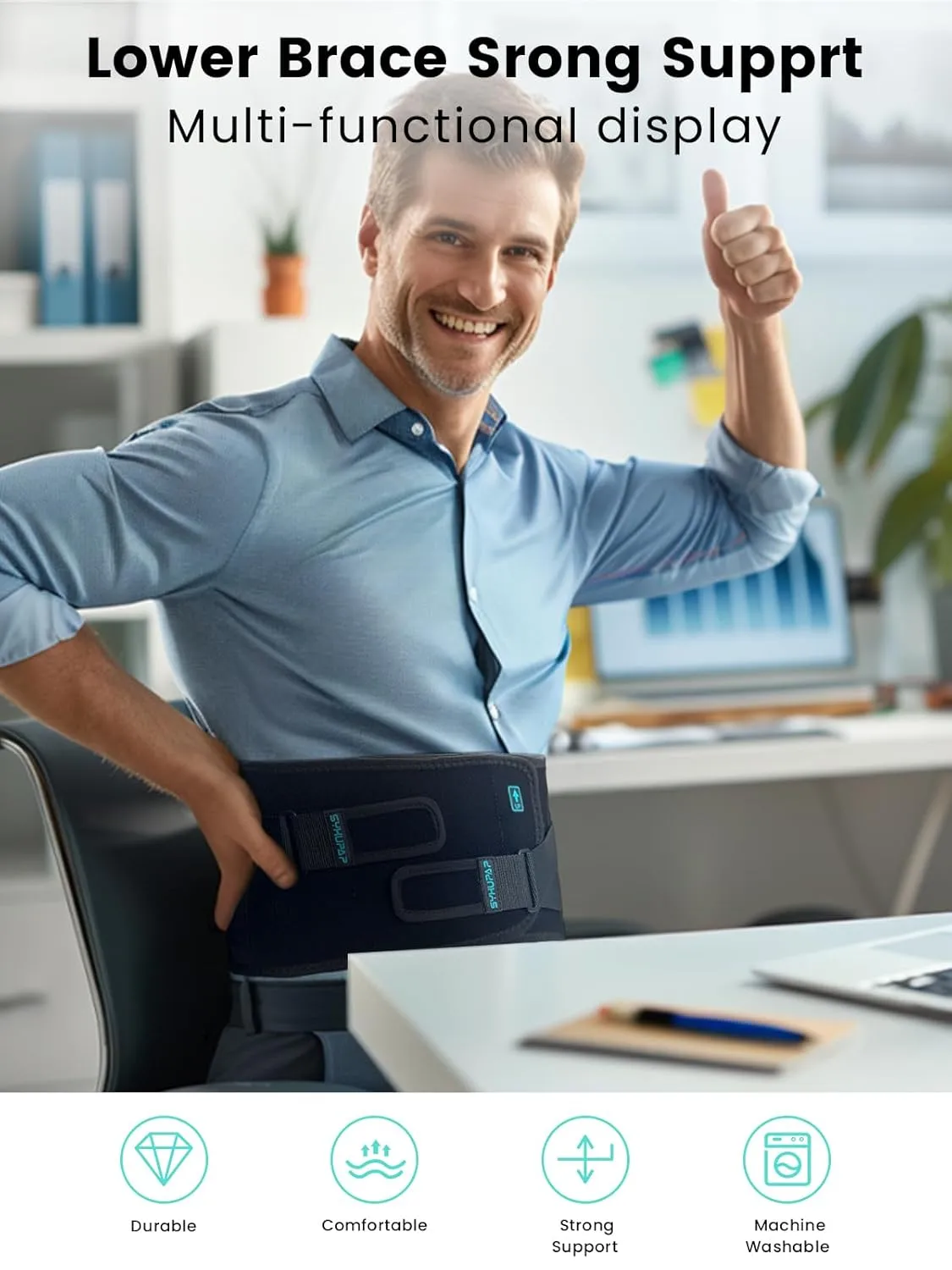 SYXUPAP Back Braces for Lower Back Pain Women and Men, Lumbar Support Belts for Men and Women with Anti-skid Lumbar Strips Pad, For Sciatica, Scoliosis, Heavy Lifting and Work, with Adjustable System