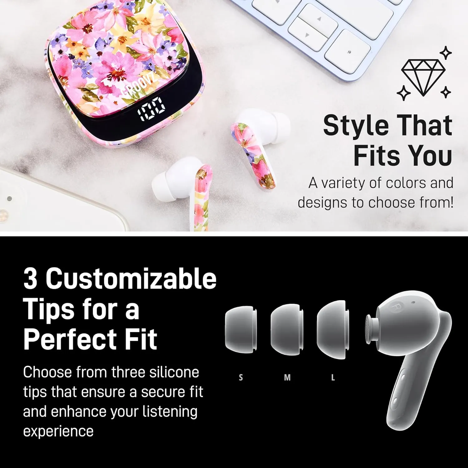 True Wireless Earbuds with Charging Case - Designed and Engineered in The USA - IPx4 Water Resistant Bluetooth Earbuds Compatible with Apple & Android - 27Hr Battery Life - Deep Purple
