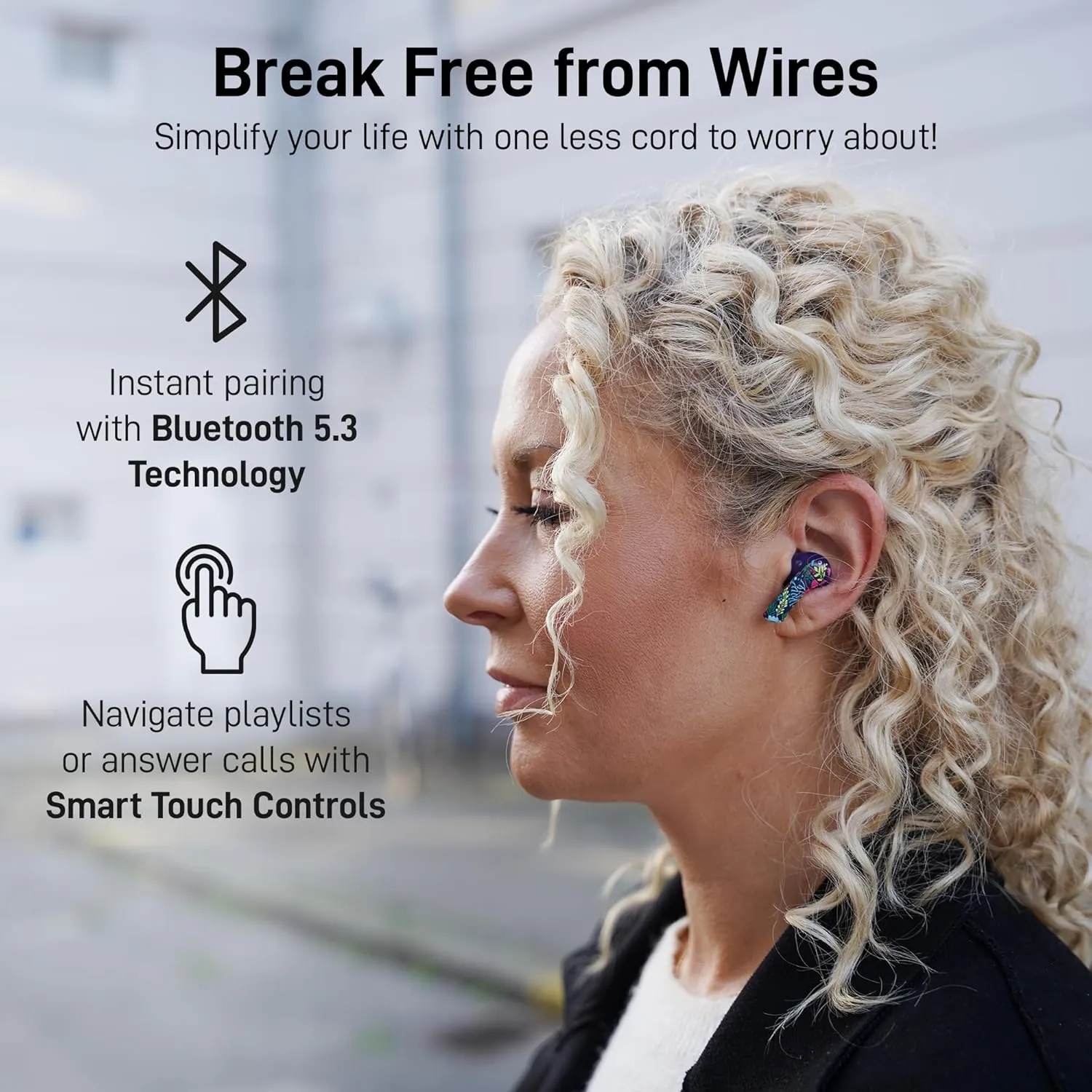 True Wireless Earbuds with Charging Case - Designed and Engineered in The USA - IPx4 Water Resistant Bluetooth Earbuds Compatible with Apple & Android - 27Hr Battery Life - Deep Purple