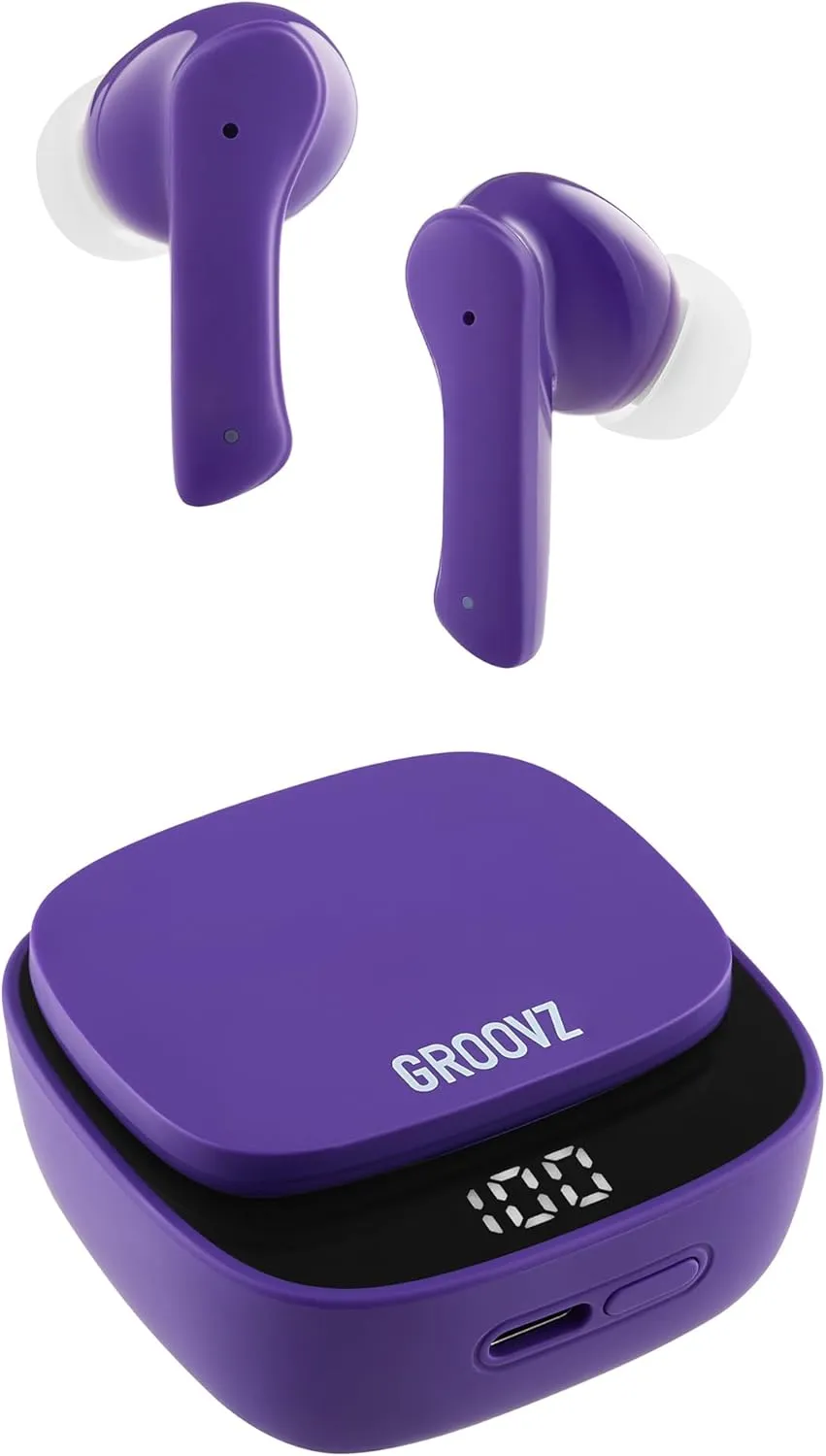 True Wireless Earbuds with Charging Case - Designed and Engineered in The USA - IPx4 Water Resistant Bluetooth Earbuds Compatible with Apple & Android - 27Hr Battery Life - Deep Purple