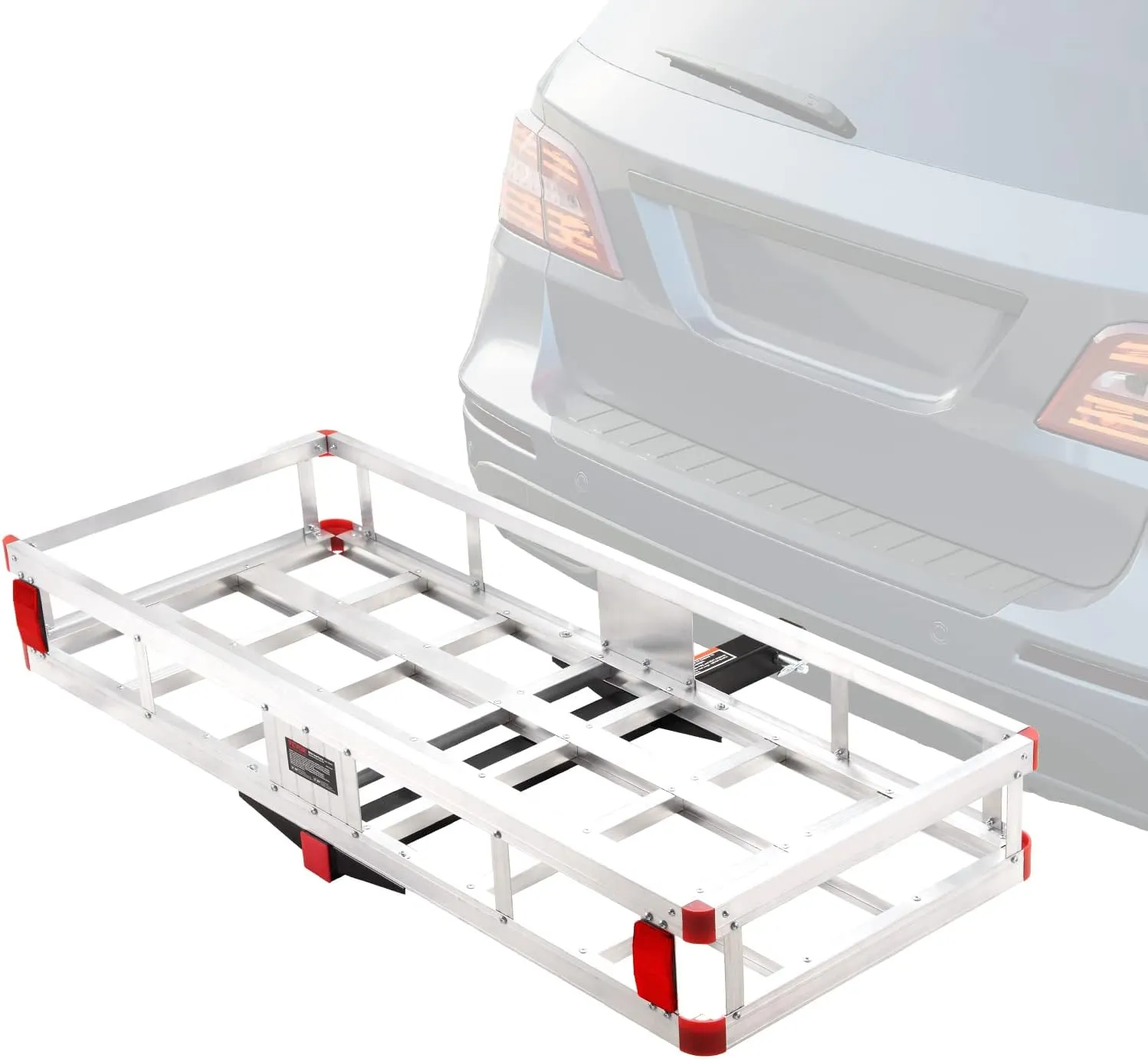 VEVOR 49.4 x 22.4 x 7.1 in Hitch Cargo Carrier, 500lb Capacity Trailer Hitch Mount Aluminum Cargo Basket, Luggage Carrier Rack Fits 2" Hitch Receiver for SUV Truck Pickup Camping