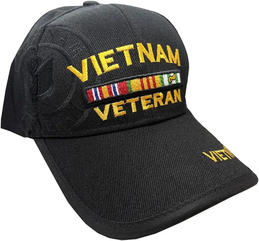 Vietnam Veteran Baseball Cap 3D Embroidered Military Apparel for Men and Women Black