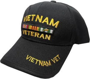 Vietnam Veteran Baseball Cap 3D Embroidered Military Apparel for Men and Women Black