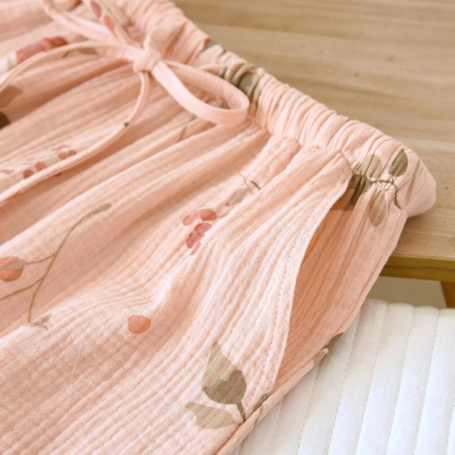 Women's Pajamas Pants Fashion Floral Cotton Lightweight Wide Leg Pants Summer Loose Lounge Home PJ's Trouser